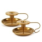 2er-Set Retro-Kerzenständer Aus Eisen, Goldfarbene Kerzenhalter, Passend Für Standard-Stabkerzen Und Kerzenleuchter, Einflammiger Kerzenständer Für Valentinstag, Weihnachten Und Hochzeiten