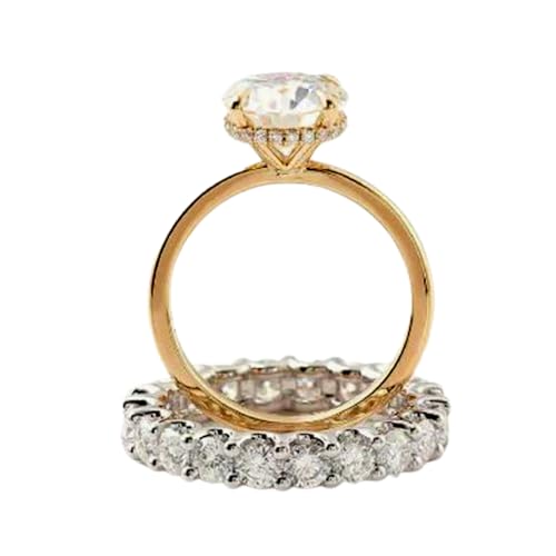 Bague moissanite en argent 925 plaqué or 14k ronde pour femme