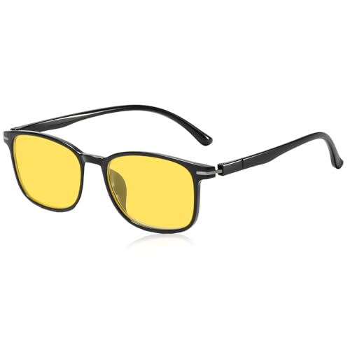 Wcawnlt Lunettes de Conduite de Nuit Jaunes Anti-UV400 et Anti-Lumi&egrave;re Bleue 13,6x4,1cm, Protection des Yeux pour Homme et Femme, Conduite, Jeu et Activit&eacute;s Ext&eacute;rieures