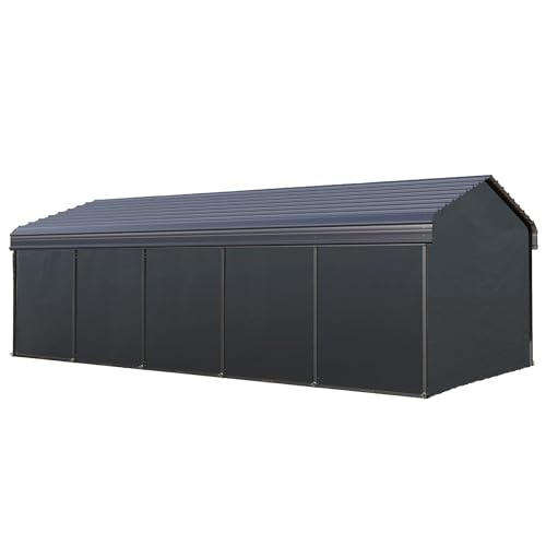 Image of GREEN PARTY 12x25 ft Metal Carport Heavy Duty Frame Canopy Garage Shelter