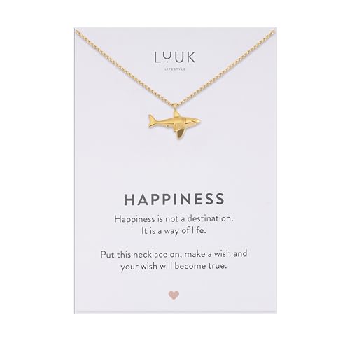 LUUK LIFESTYLE Waterproof Shark pendant necklace tarnish-free coastal jewelry stainless steel 19in adjustable sturdy chain Gift ideas for bestfriend dainty trendy aesthetic (with Gift Card)