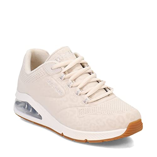 Skechers Damen UNO 2-In-Kat-Neato Sneaker, Off White Tonal Leopard Print Durabuck/Mesh, 38 EU