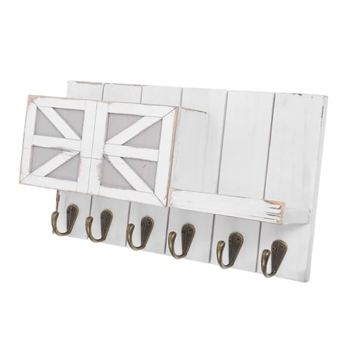 ROMISBABA Mensola Sospesa Muro in Legno Massello Con Ganci Per Chiavi Contenitori Da Parete Stile Campagna Per Ingresso Design Tradizionale Compreso