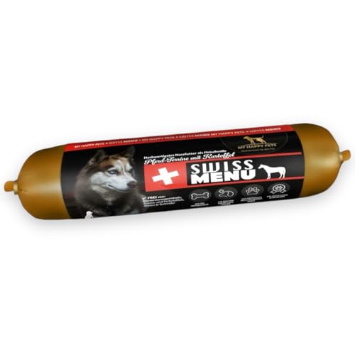 MY HAPPY PETS Hundefutter Swiss Menü Fleischrolle Pferd mit Kartoffel & Möhren 40 x 400 g