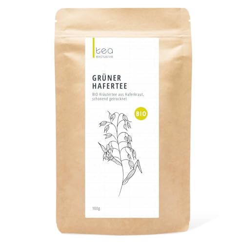 Grüner Hafer Tee, BIO, Grünhafer geschnitten, Premium Rohkost Qualität, Hafertee, für Trinkkuren, zum Fasten, 100g - tea exclusive