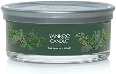 Yankee Candle Balsam & Cedar Scented, Signature 12oz Medium Tumbler 5-Wick Candle, Over 16 Hours of Burn Time