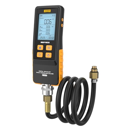 Image of AUTOOL Digital Exhaust Back Pressure Gauge, Exhaust Back Pressure Tester Kit -500~2000mBar for Gasoline Diesel with Adapters & Hoses, Data Holding, Backlit Screen (PT670)