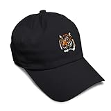 Soft Baseball Cap Tiger Cross-Stitch Embroidery Wild Animals Tigers Embroidery Twill Cotton Dad Hats for Men & Women Black Design Only