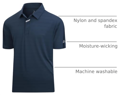 Image of Damipow Premium Golf Shirts for Men Dry Fit Performance Polo Short Sleeve Collared Shirt