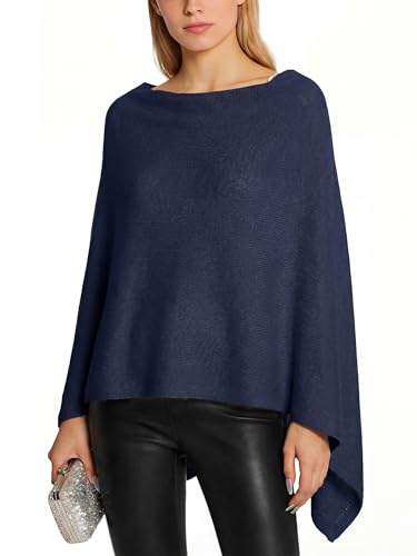 AlisOker Wool Blend Poncho Sweaters for Women Lightweight Soft Pashmina