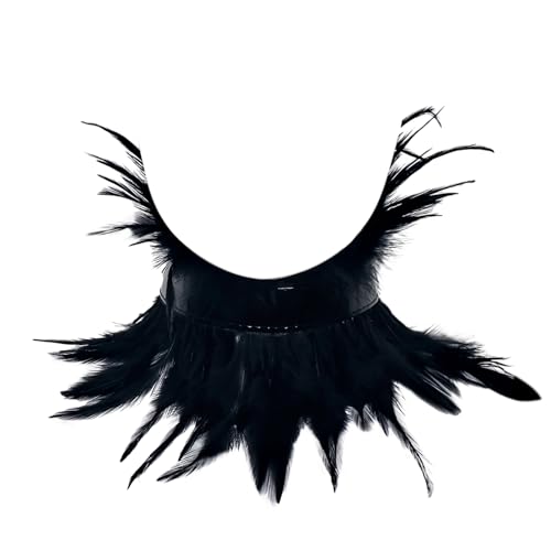 L'VOW Gothic Natural Feather Choker Victorian PU Leather Neck Wrap Collar for Halloween Costume - Main Image