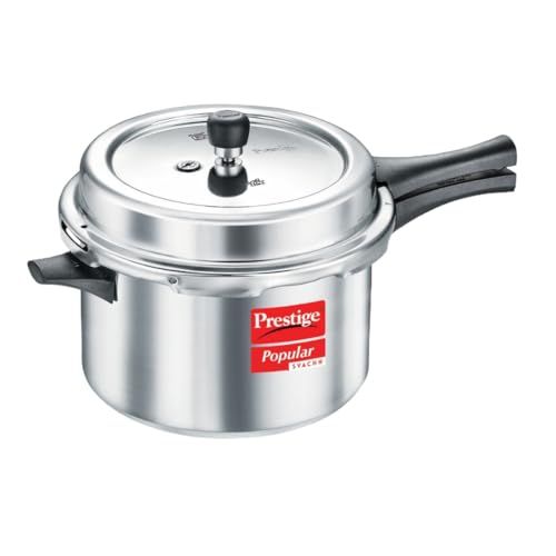 Image of Prestige Popular Svachh Aluminium 7.5 L Pressure Cooker|Controls Spillage|Metallic Safety Plug|Controlled Gasket-Release System|Silver| 5 Years Warranty