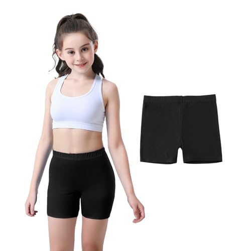 Srvak Radlerhosen für Mädchen, 1er-Pack – 95% Baumwolle, elastischer Bund, atmungsaktive Shorts für Radsport (DE/NL/SE/PL, Numerisch, 150, Regular, Schwarz)