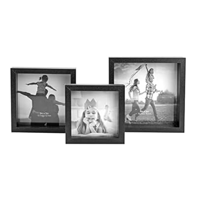 Stonebriar Decorative Square Wall Mounted Gallery Frames, Wood, Black, Set of 3