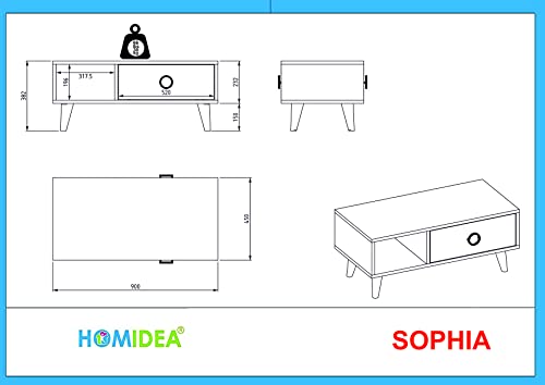 Homidea Sophia - Tavolino da salotto, moderno