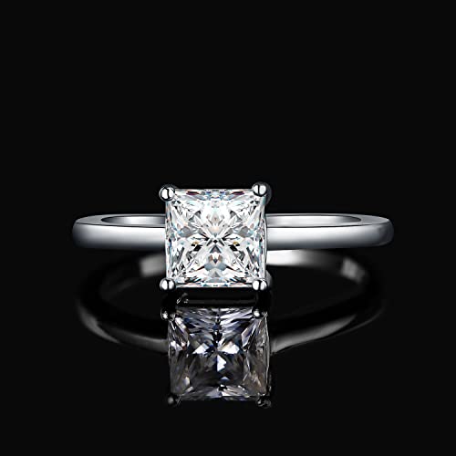 JewelryPalace Square Shape 1ct Cubic Zirconia Solitaire Engagement Rings for Women, 925 Sterling Silver Promise Ring for Her, Simulated Diamond Anniversary Wedding Ring Jewelry Sets3
