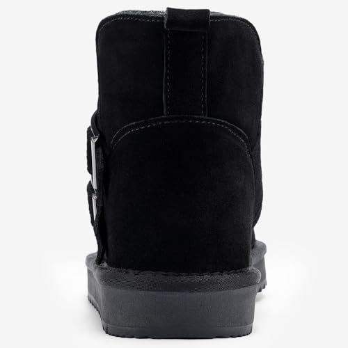 Harvest Land Women's Snow Winter Boots Warm Fur Lined Genuine Suede Ankle Slip on Booties Black UK6 - Image 5