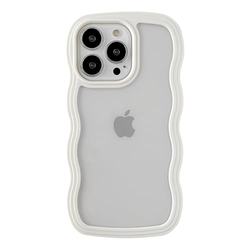 Caseative for iPhone 13 Pro Case,Cute Curly Wave Frame Shape Shockproof Soft Phone Case (White)