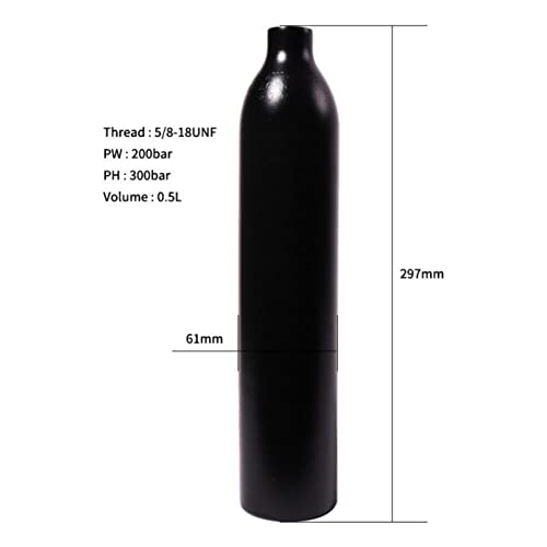 TUXING Aluminum Paintball Air Tank, High Pressure Air Tank 0.5L 31Ci Capacity, Diving Cylinder High Pressure Air Bottle for Paintball or PCP AirGuns (Empty Bottle) (5/8-18UNF) - Image 6