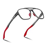 FEISEDY Sports Blue Light Glasses Lightweight Anti Slip Running Cycling Square Glasses Computer Eyeglasses B0156