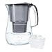 AQUAPHOR Onyx Wasserfilterkanne 4,2 l, zur Reduzierung von Kalk, Chlor und anderen Verunreinigungen, inklusive 3 x Maxfor+ Filterpatronen - Premium Wasserfilterkanne in Glasoptik. - Schwarz