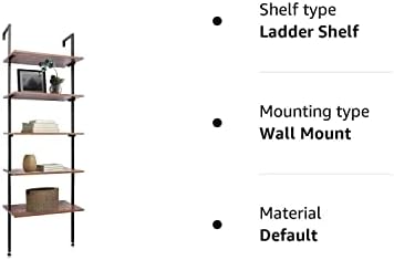 Cocoarm Ladder Shelf with 5 levels Vintage Standing Shelf Wall Shelf Industrial Ladder Bookcase Tall Ladder Shelving Tall Ladder Storage for Bedroom Living Room Kitchen Office 184 x 60 x 35cm