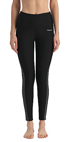 Ubestyle Upf 50+ High Waist Women's Surf Water Leggings Swim Tights Sun Protective Black Gray #TOP1