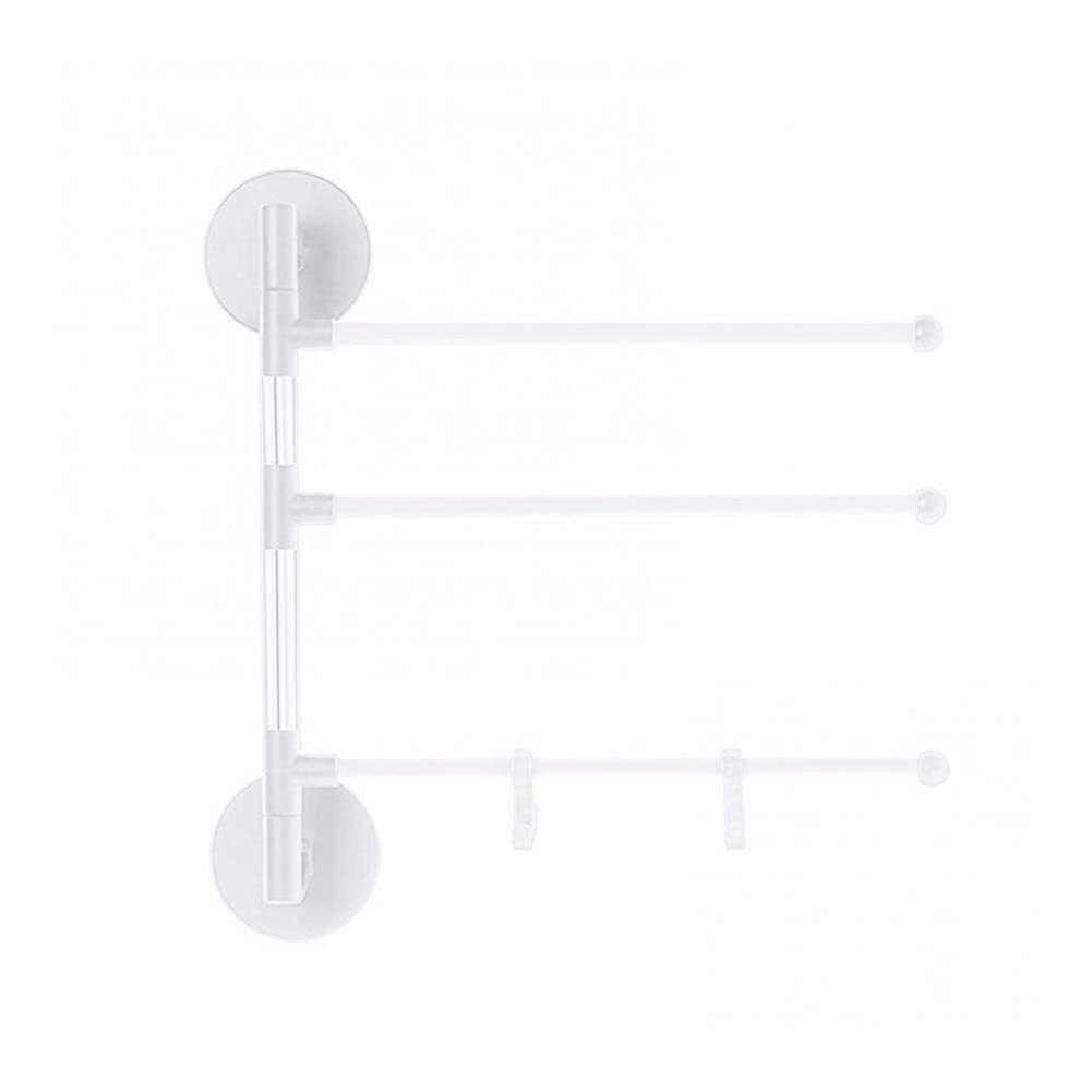 Porte-serviettes mural rotatif blanc à 3 couches pour petite salle de bain