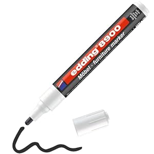 edding 8900 meubelmarker – zwart – ronde punt 1,5 – 2 mm – voor het retoucheren van vloerkrassen, kleine meubelreparaties en verwijdering van vlekken op fineer, massief hout, hout, tafels, bureaus