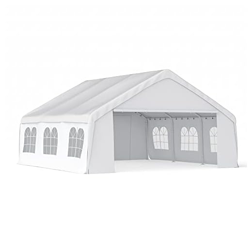 Morngardo Canopy Tent for Parties Heavy Duty 20'x20' Car Tent Metal Carport Portable Garage with Removable Sidewalls, White