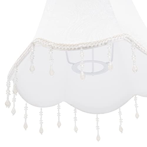 Bell Lamp Shades White Fabric Lampshades 5.12" Top X 9.84" Bottom X 7.87" High Lamp Cover With Tassel For E27 Table Lamps, Floor Light, Wall Lamp #TOP3