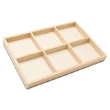 DIY Rectangle Wooden Divided Serving Tray 12 x 8-inch, Pack of 1 6-Section Candy Tray for Vegetable & Fruit Party Platters, by Woodpeckers