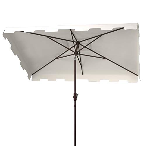 Safavieh Pat8300K Outdoor Zimmerman White 6'6" X 10' Rectangle Market Uv Protected Umbrella #TOP2
