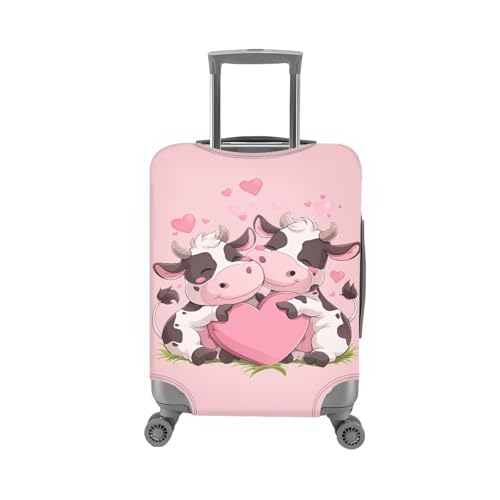 Image of Mumeson Heart Shaped Cow Luggage Cover for Suicase Elastic Suitcase Protectors Protective Zipper Luggage Covers Fit 18-32 Inches Suitcase