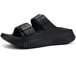 KuaiLu Womens Recovery Sandals Comfort Arch Support Cushion Athletic Sport Sliders Orthotic Plantar Fasciitis Open Toe Slip On Thick Sole Sandal Summer Pool Beach Sandles Black Size 6