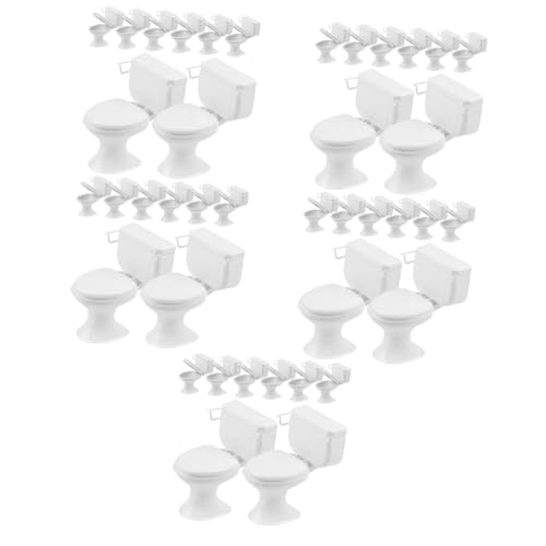 KOMBIUDA 5sets House Dollhouse Miniature Toilets Decorative Mini Model Mini Crafts Doll Bathroom Furniture 8pcs*5