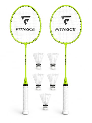 Image of Badminton Racket Set of 2 with 5pc White Nylon Feather Style Shuttlecocks for Indoor Outdoor Play