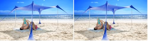 Image of SUN NINJA Beach Tent Sun Shelter, Beach Shade Canopy with UPF50+ Protection