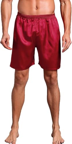 Mens Satin Boxer Shorts Pajamas Shorts Sleepwear Boxers Underwear Beach Shorts4