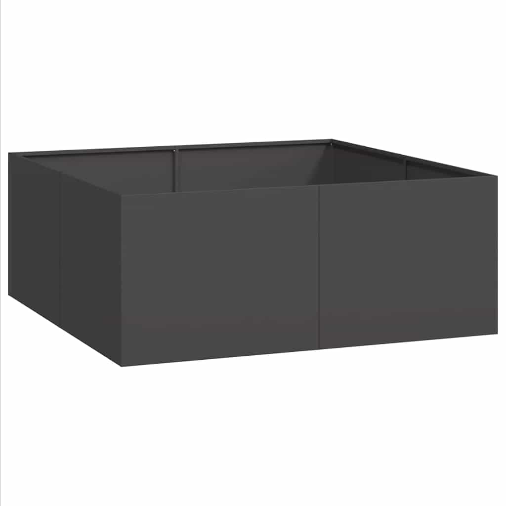Hochbeet 100x100x40 cm Schwarz aus Kaltgewalztem Stahl, Modernes Design mit Offenem Boden für Garten Balkon und Terrasse, Großes Pflanzkübel für Gemüse und Kräuter
