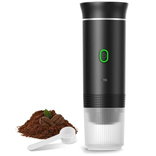 Qomcsrl Cafetera Expreso Portátil Inalámbrica, Eléctrica, para Camping, con Cápsulas en Polvo, para Viajes, Color Negro.
