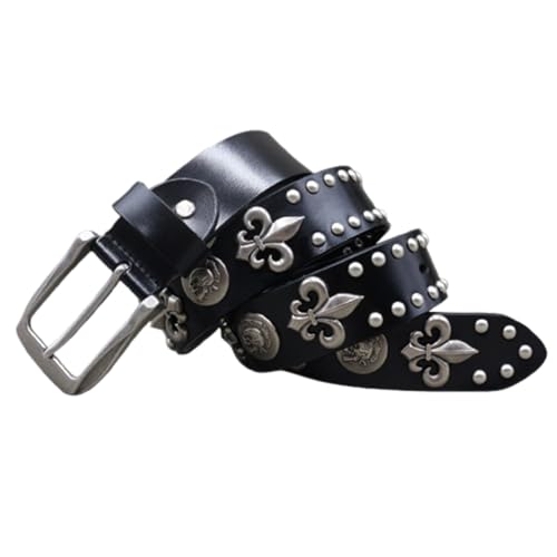 Ceinture en cuir véritable cloutée tête de mort homme femme décorative