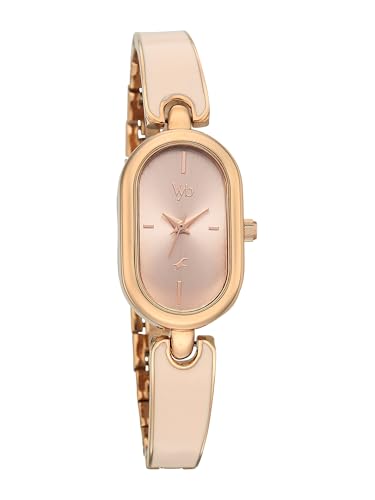 Image of Fastrack Vyb Diva with Quartz Analog Pink Dial Rose Gold Alloy with Enamel Fill Strap Watch for Girls - FV60117WM01W