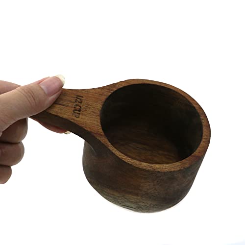 Vaso medidor de madera 0.5 taza natural miniatura 5
