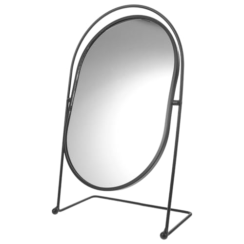 Espejo de Maquillaje Ovalado Giratorio con Soporte Negro