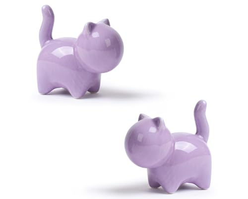 2 Figuras Decorativas Gatos Pequeños de Cerámica miniatura 1