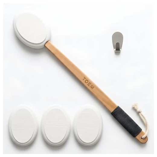 Toem Lotion Applicator for Back | Easy Reach | Self-Application of Cream Sunscreen Self Tanner | Includes 1 Applicator Handle, 4 Pads & 1 Hook (4 Pads)