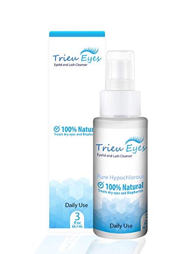 New Trieu Eyes Eyelid and Eyelash Cleaner pure Hypochlorous Acid for Blepharitis, dry eyes, mites and bacteria- eyelid and eyelash wash 3 oz for the price of 1 oz!