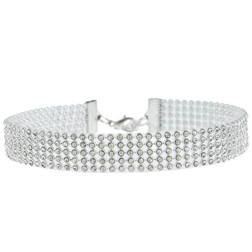 5 Row Clear Rhinestone Necklace for Women