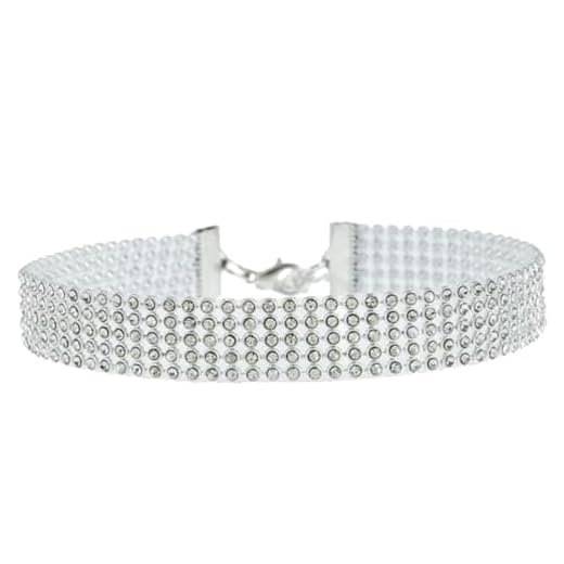 5 Row Clear Rhinestone Necklace Choker Necklace Wedding Jewelry for Women